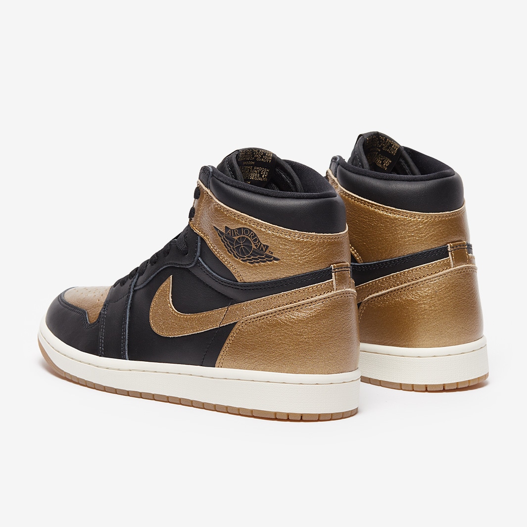 Air Jordan 1 Retro High OG Black Metallic Gold Sail Trainers Mens Shoes Pro Direct Basketball