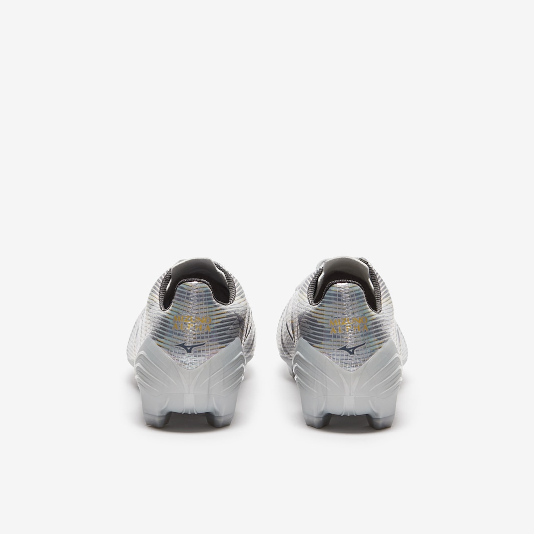 Mizuno Alpha II Pro Firm Ground - White/Silver Iridiscent