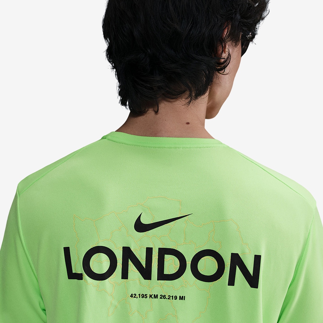 Nike City Marathon Miler T-Shirt Lime Blast Mens Clothing