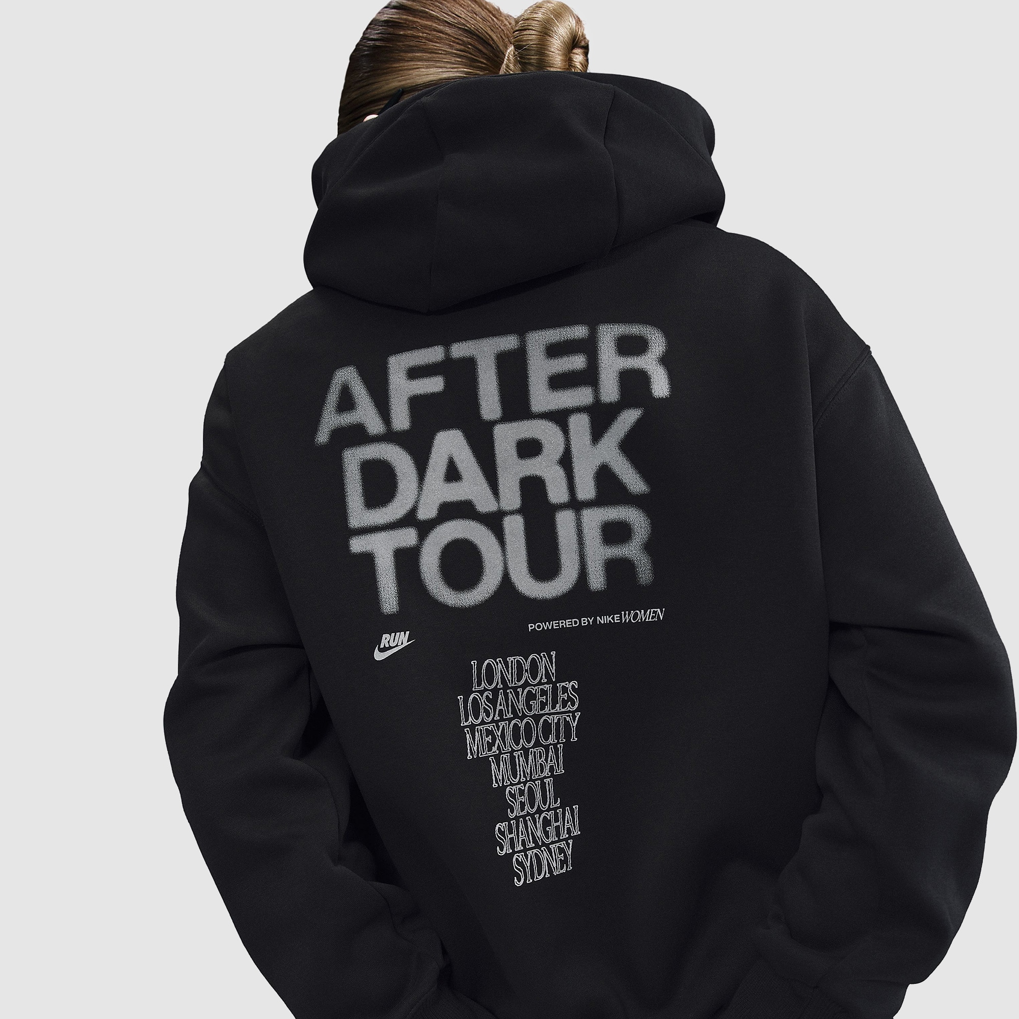 nike world tour pack graphic hoodie in black