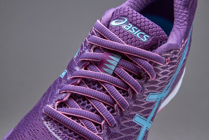 Asics Gel Nimbus 18 para mujer Zapatillas para mujer Morado Turquesa Flamenco Pro Direct Soccer