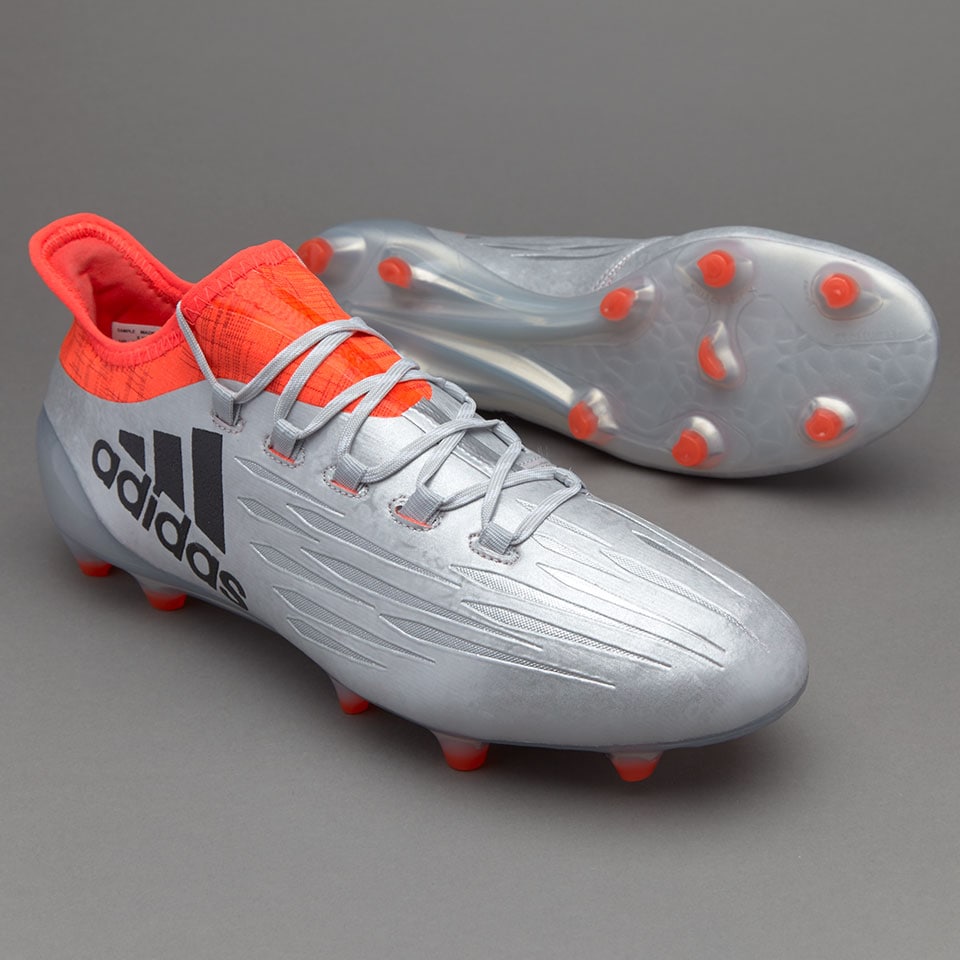 X FG/AG - Mens Soccer Cleats - Firm Ground - Silver Metallic/Core Black/Solar Red