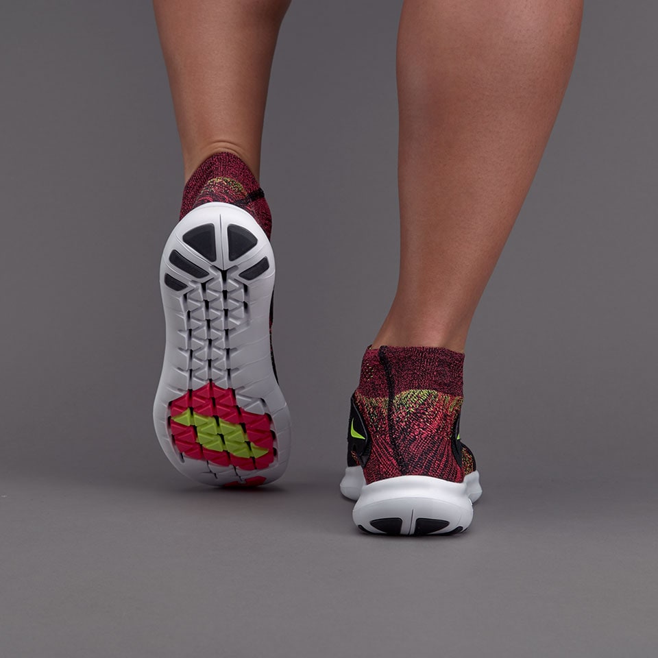 Nike Womens Free RN Motion Flyknit 2017 Black/Volt/Racer Pink