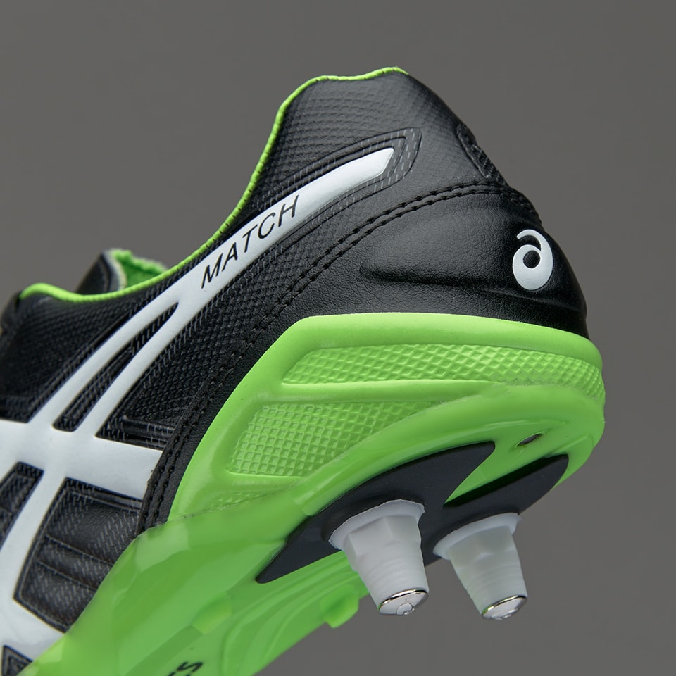 Asics Match ST SG Black/Flash Green Mens Boots Soft Ground ProDirect Rugby
