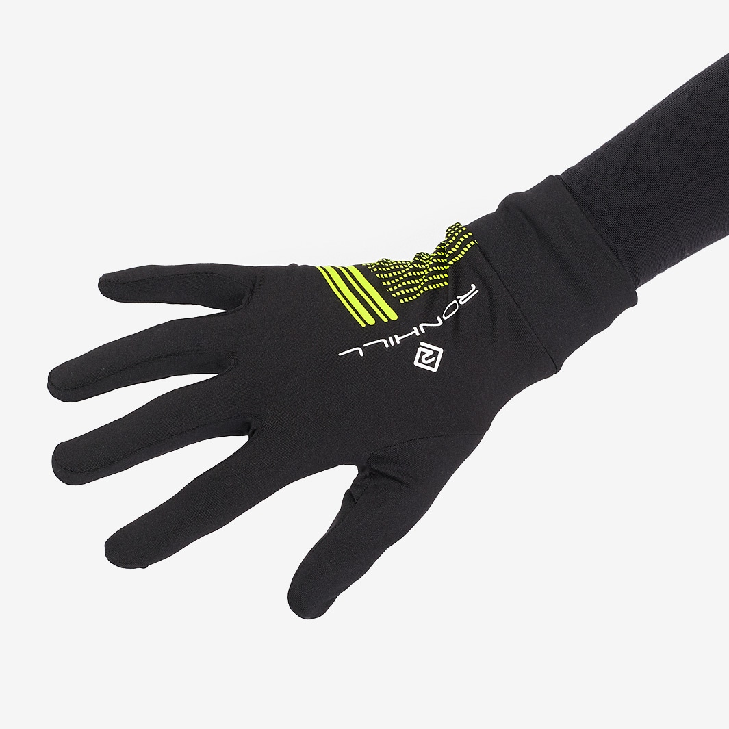 Ronhill Beanie and Glove Set - Black/Fluo Yellow - Accessories | Pro ...