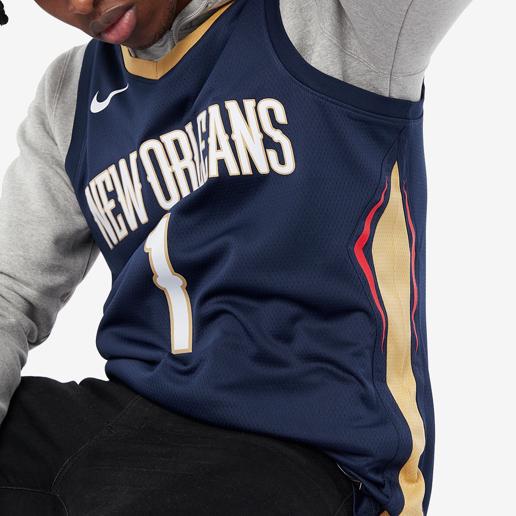 Men's Nike Zion Williamson Navy New Orleans Pelicans Swingman Sponsor Patch  Replica Jersey - Icon Edition