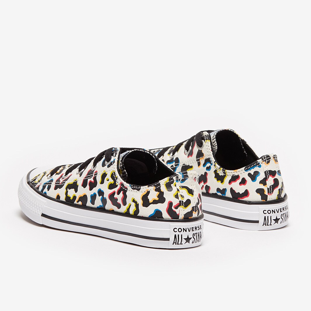 Converse Girls Chuck Taylor All Star Leopard Print Egret Black Prime Pink Trainers Girls Shoes