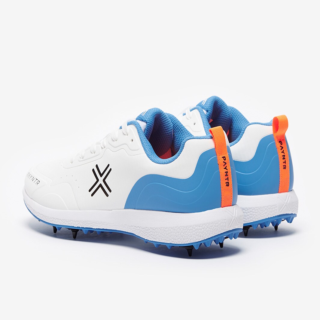 Payntr XPF19 Cricket Spikes White/Blue Mens Shoes