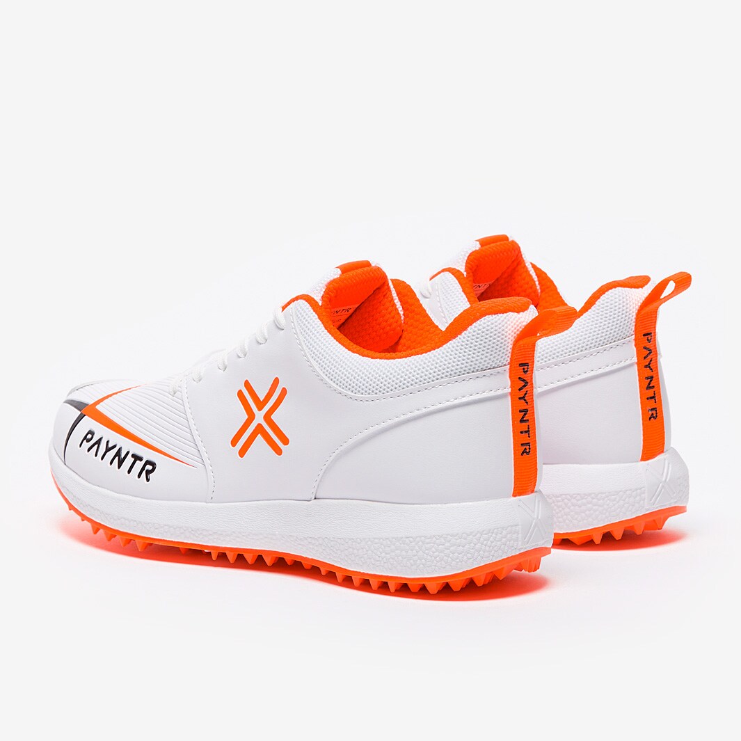 Payntr V Pimple Junior Cricket Shoe White/Orange Boys Shoes