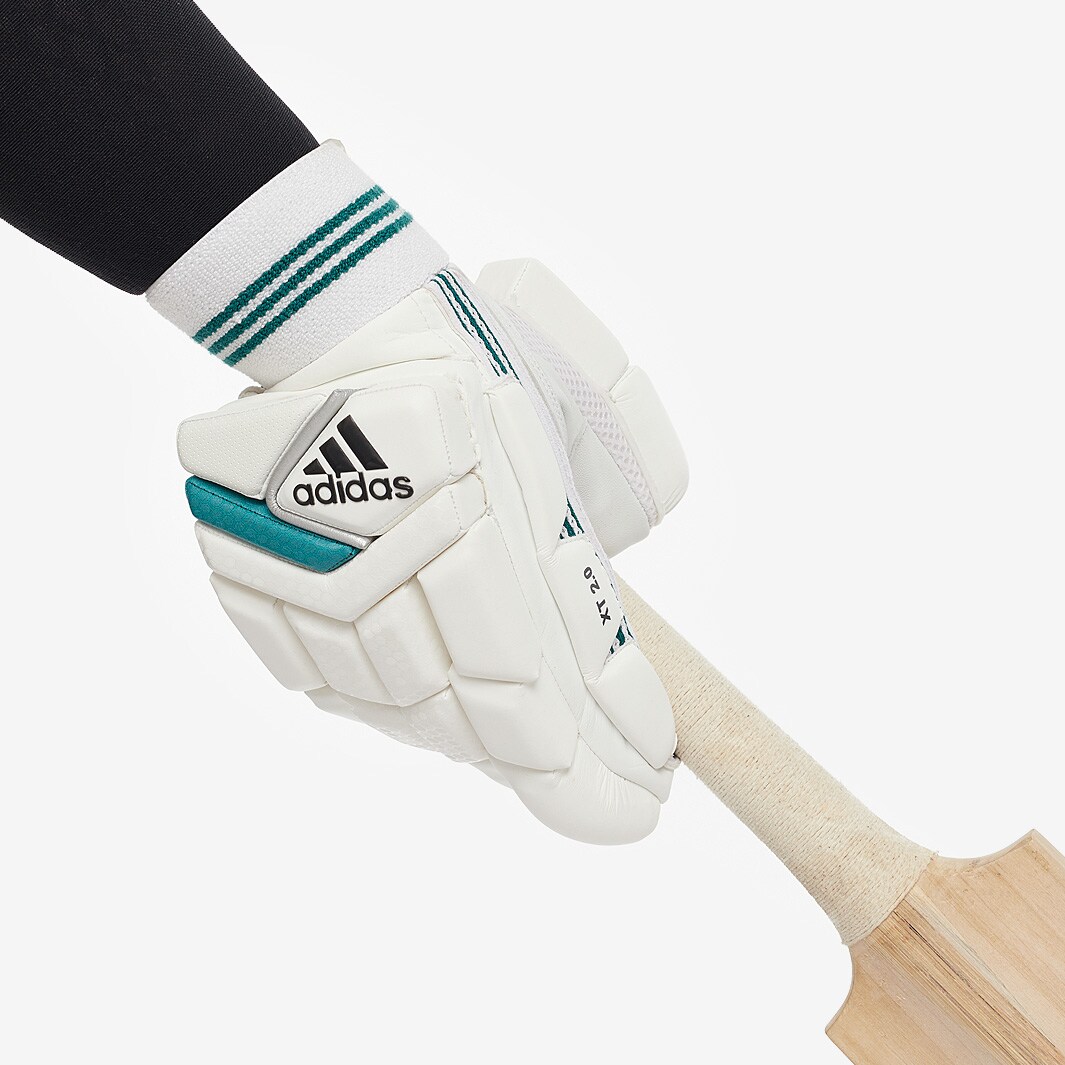 adidas XT 2.0 LH Batting Gloves White/Teal Batting Equipment