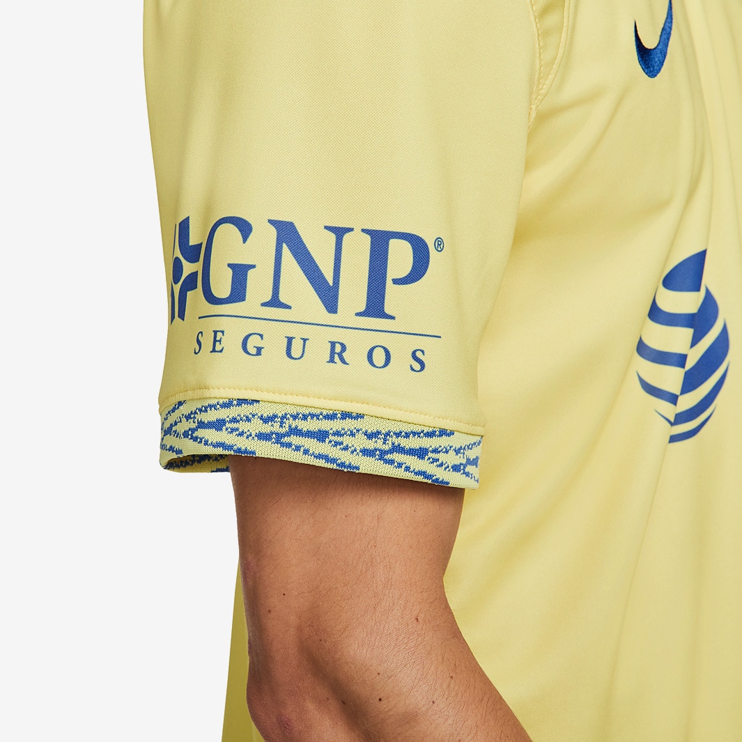 Nike Club America Home Authentic Match Player Jersey 22/23 w/ LIGA MX Patch  (Lemon Chiffon/Medium Blue)