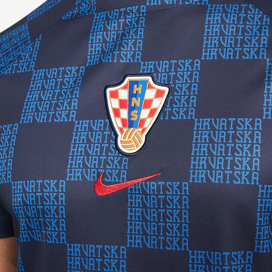 Nike Croatia 22/23 Dri-Fit SS Pre-Match Top - Blackened Blue/University ...