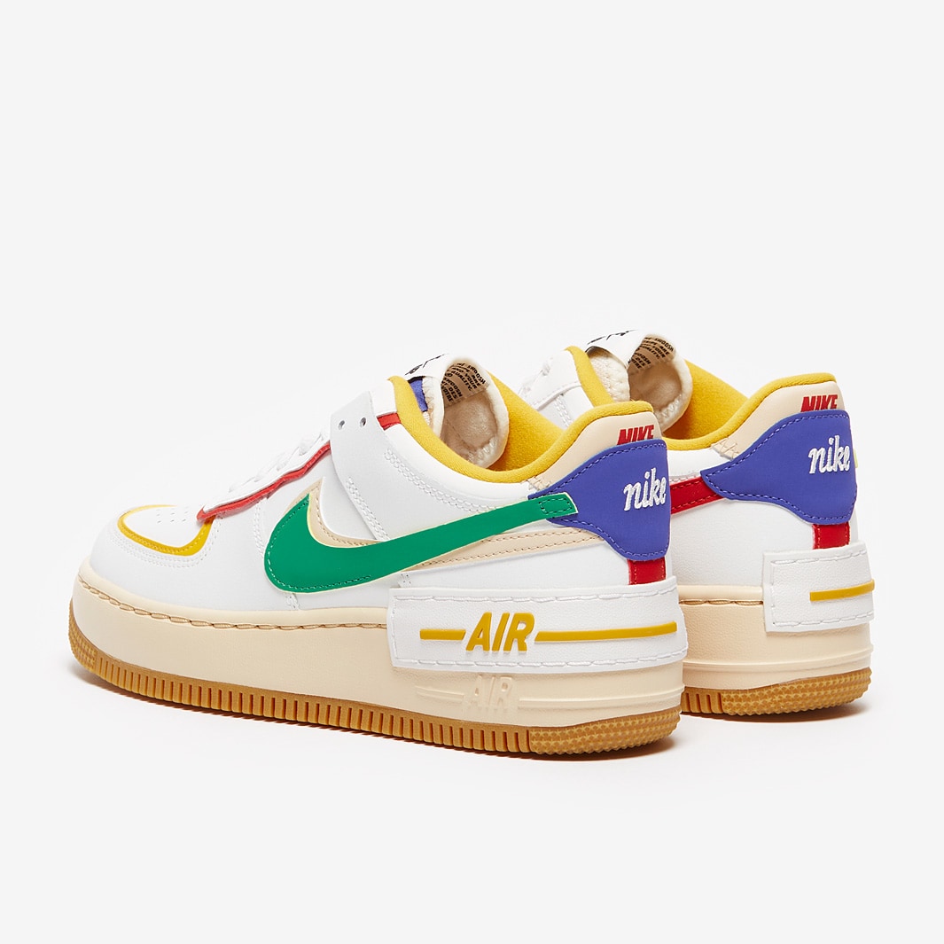 Nike Air Force 1 Shadow sneakers in summit white, neptune green and yellow  ochre