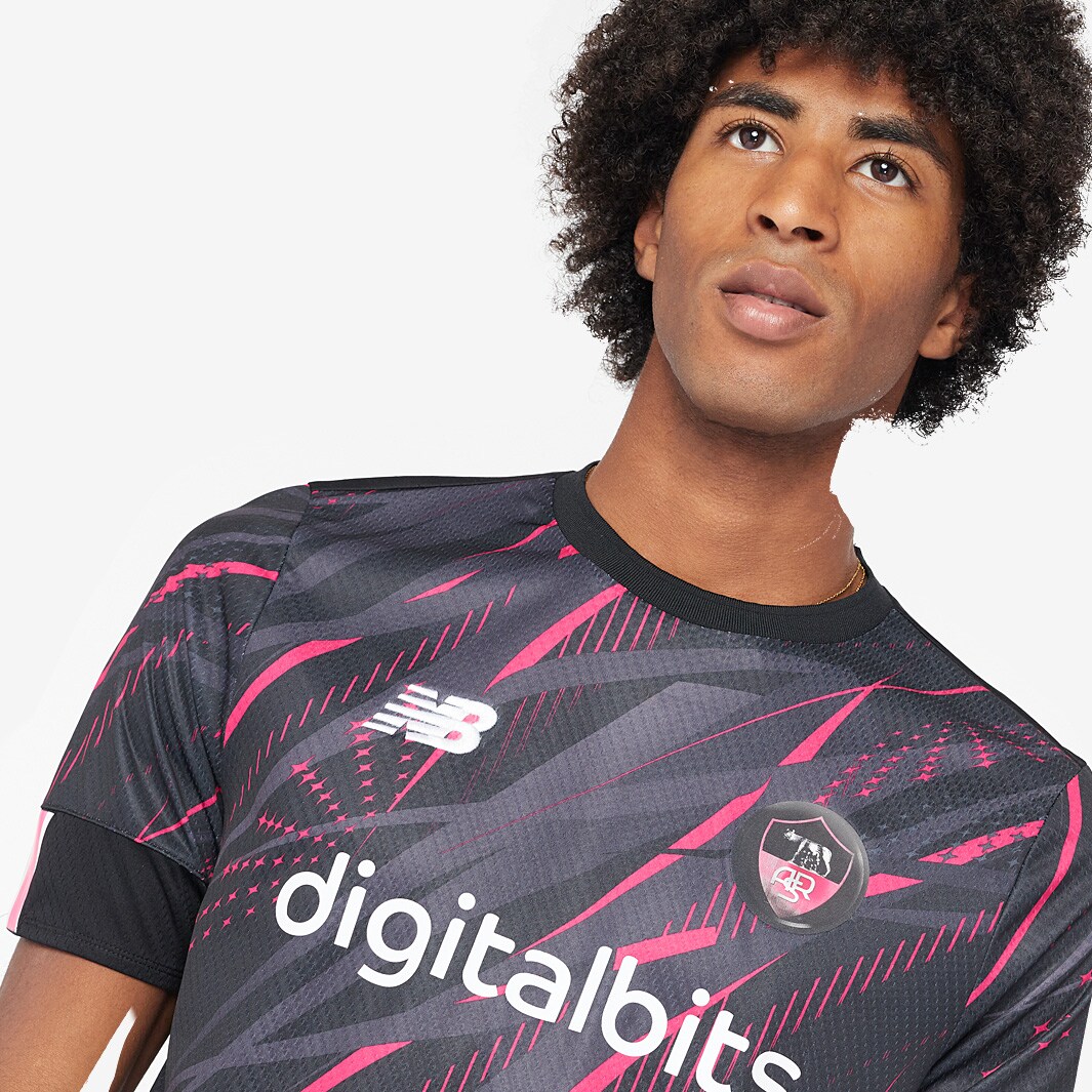 New Balance AS Roma SS Third Shirt - Black/Red - Mens Replica |