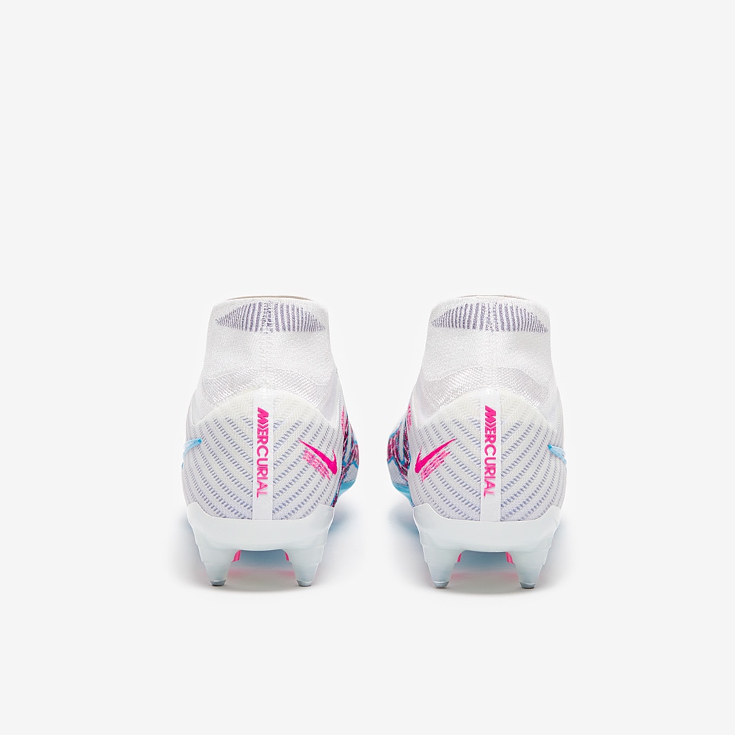 White, Blue, and Pink FG Soccer Cleats - Elite Nike Air Zoom