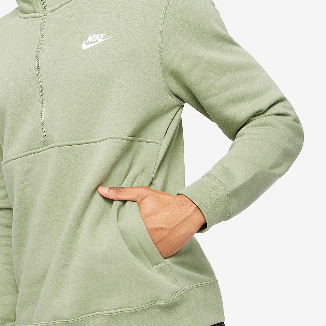 Nike Sportswear Club Brushed-Back 1/2-Zip Sweatshirt - Oil Green/White ...