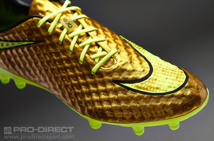 de futbol Nike-Botas Neymar- Terrenos firmes- Nike Hypervenom Premium FG - Dorado-Volt-Negro | Pro:Direct Soccer