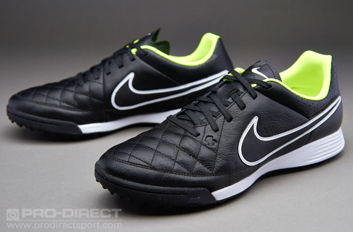Botas de terrenos Nike Futbol- Nike Tiempo Genio Piel Turf - Negro-Volt-Blanco Pro:Direct Soccer