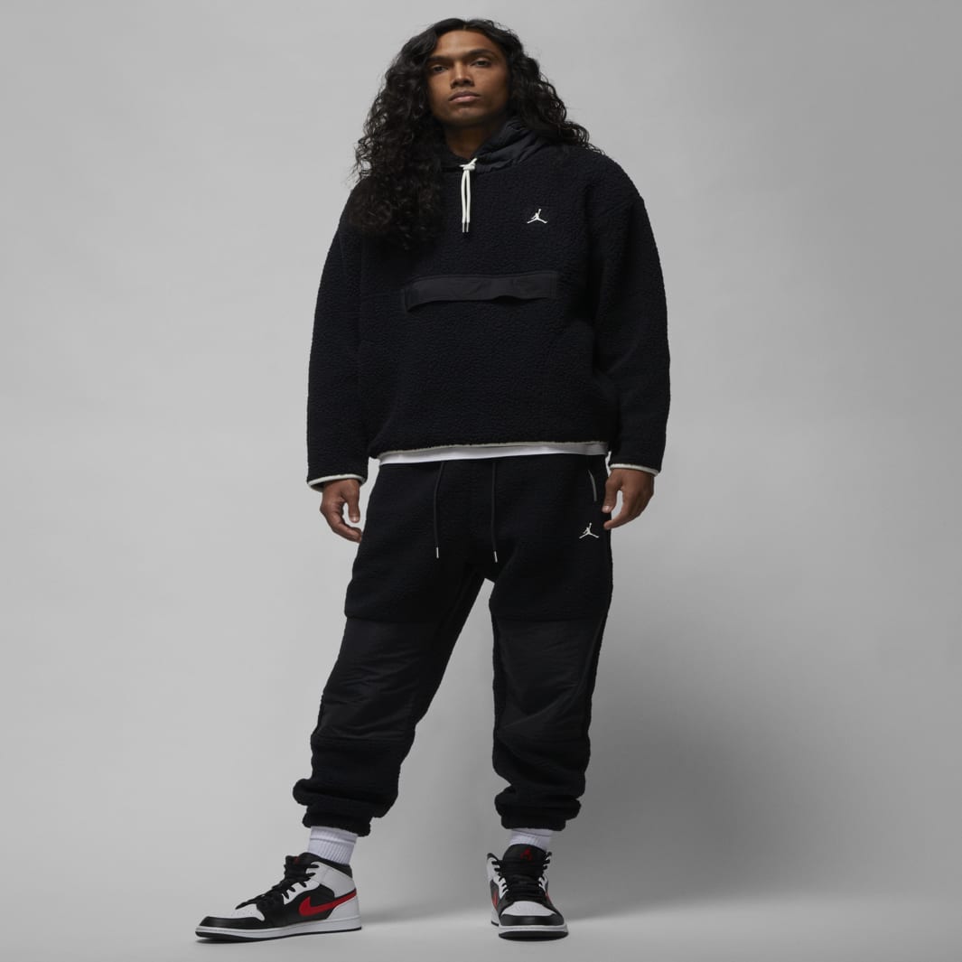 Jordan Essentials Statement Winter Fleece Pull-Over - Black/Black/Sail/Sail  - Mens Clothing | Pro:Direct Basketball