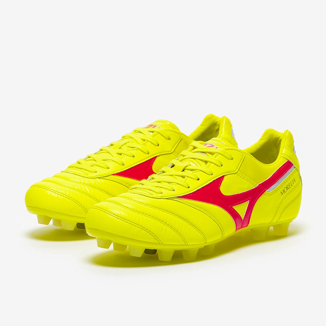 Mizuno Morelia II Made In Japan Firm Ground - Safety Yellow/Fiery  Coral/Galaxy Silver - Adult Boots |