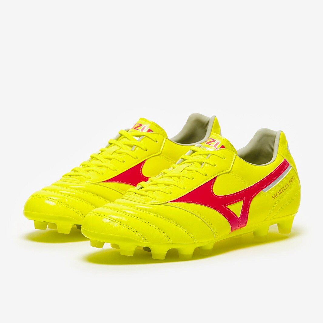 Mizuno Morelia II Pro Firm Ground Safety Yellow/Fiery Coral - Main Image