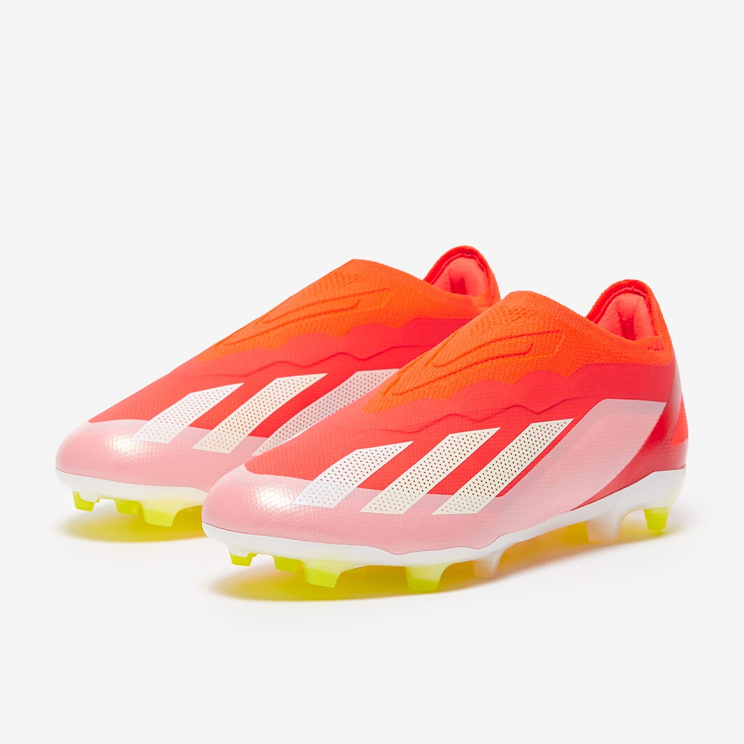 adidas Kids X Crazyfast Elite Laceless Firm Ground Solar Red White Team Solar Yellow Junior Boots