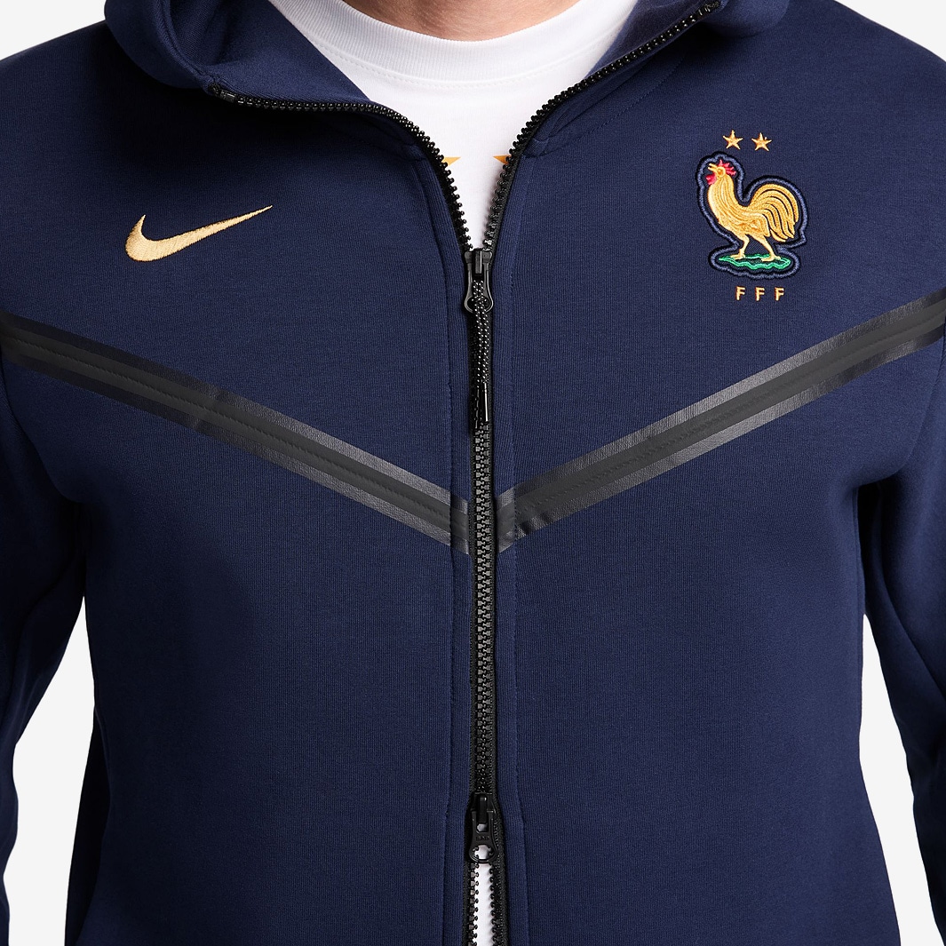 Nike France 2024 Tech Fleece FZ Hoodie Blackened Blue/Club Gold