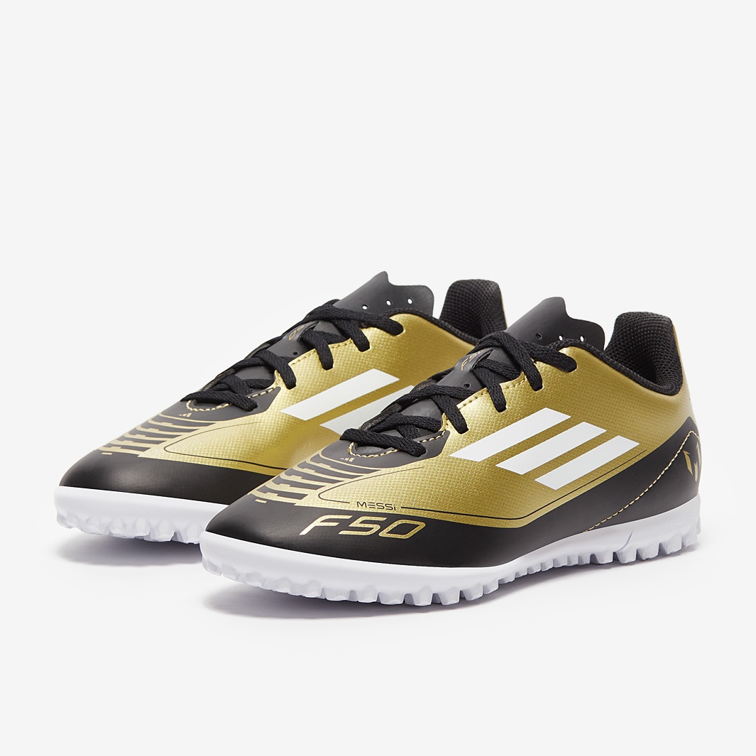 adidas Kids F50 x Messi Club Turf - Gold Met/Ftwr White/Core Black