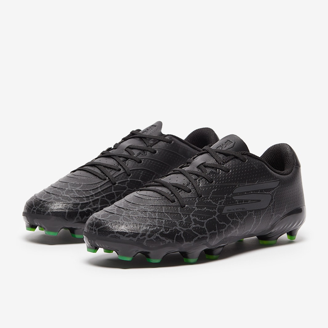 スペースバリヤー SCK Skechers Kids SKX 01 Firm Ground - Black/Silver - Junior Boots |