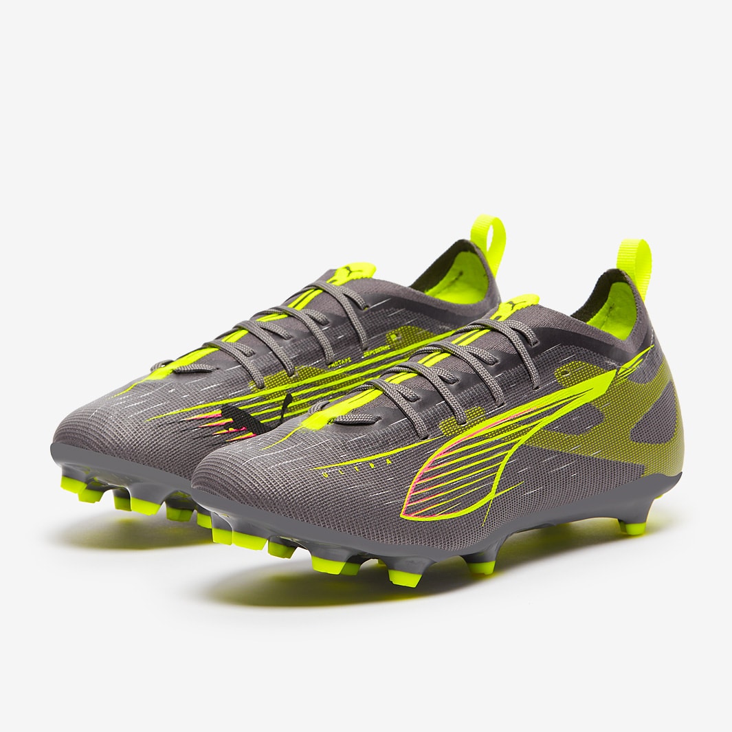 Puma Kids Ultra 5 Pro FG/AG - Matte Aged Silver/Yellow Alert