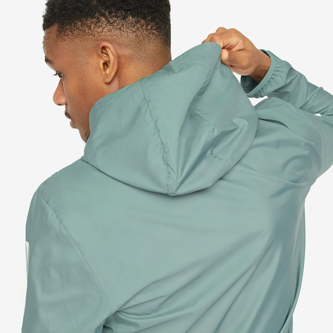 adidas Own The Run Hooded Jacket Silver Green Mens Clothing