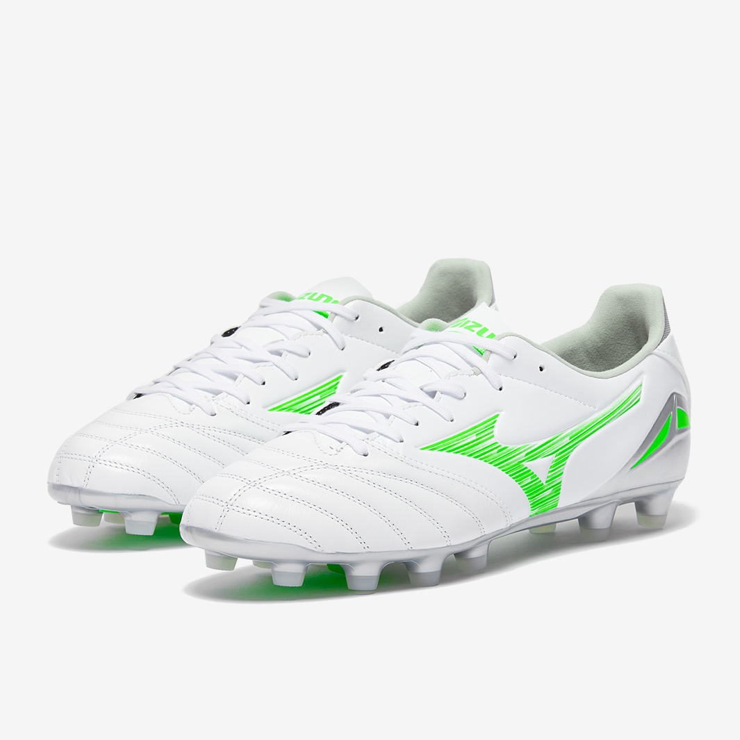 Mizuno Morelia Neo IV Pro Firm Ground - White/Neon Green