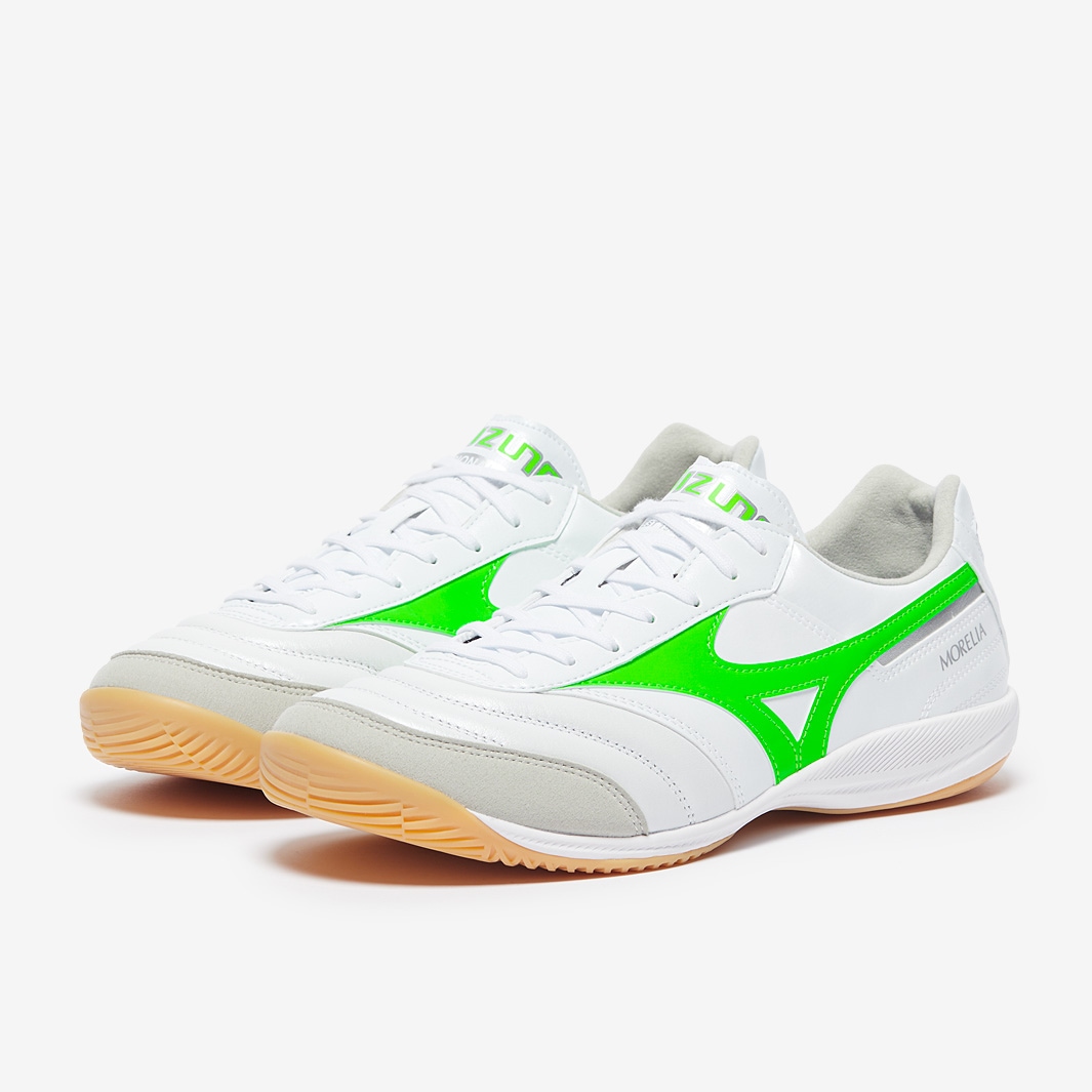 MIZUNO MORELIA SALA ELITE IN　27cm Morelia Sala Elite IN Indoor Soccer Shoe, White/Neon Green