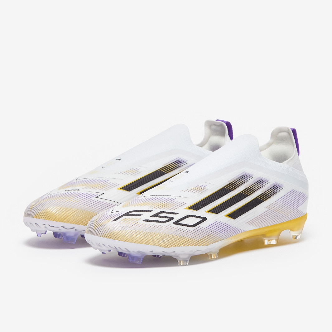 adidas Kids F50 Elite Laceless Firm Ground - White/Core Black/Met