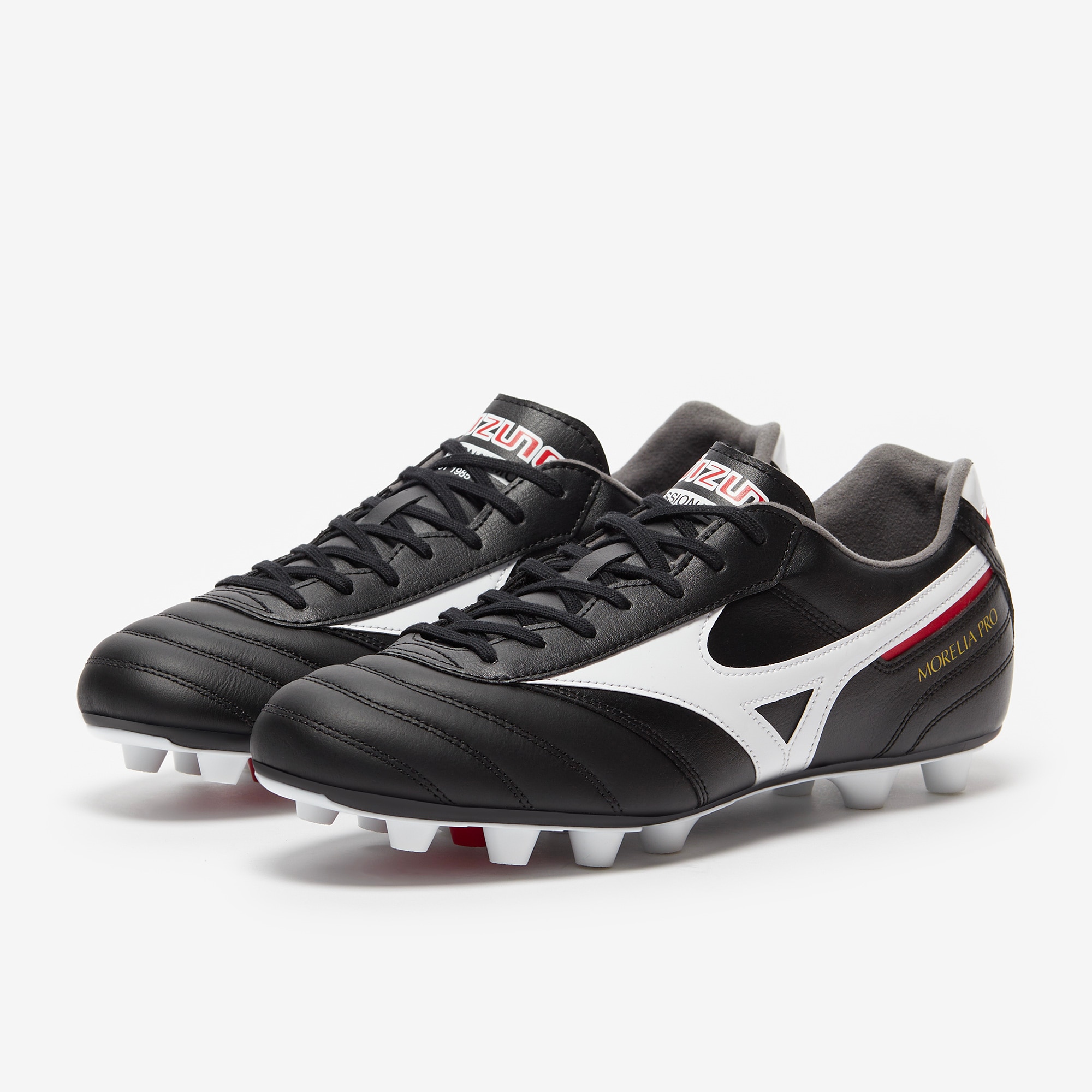 Mizuno Morelia II Pro Firm Ground - Black/White/Chinese Red