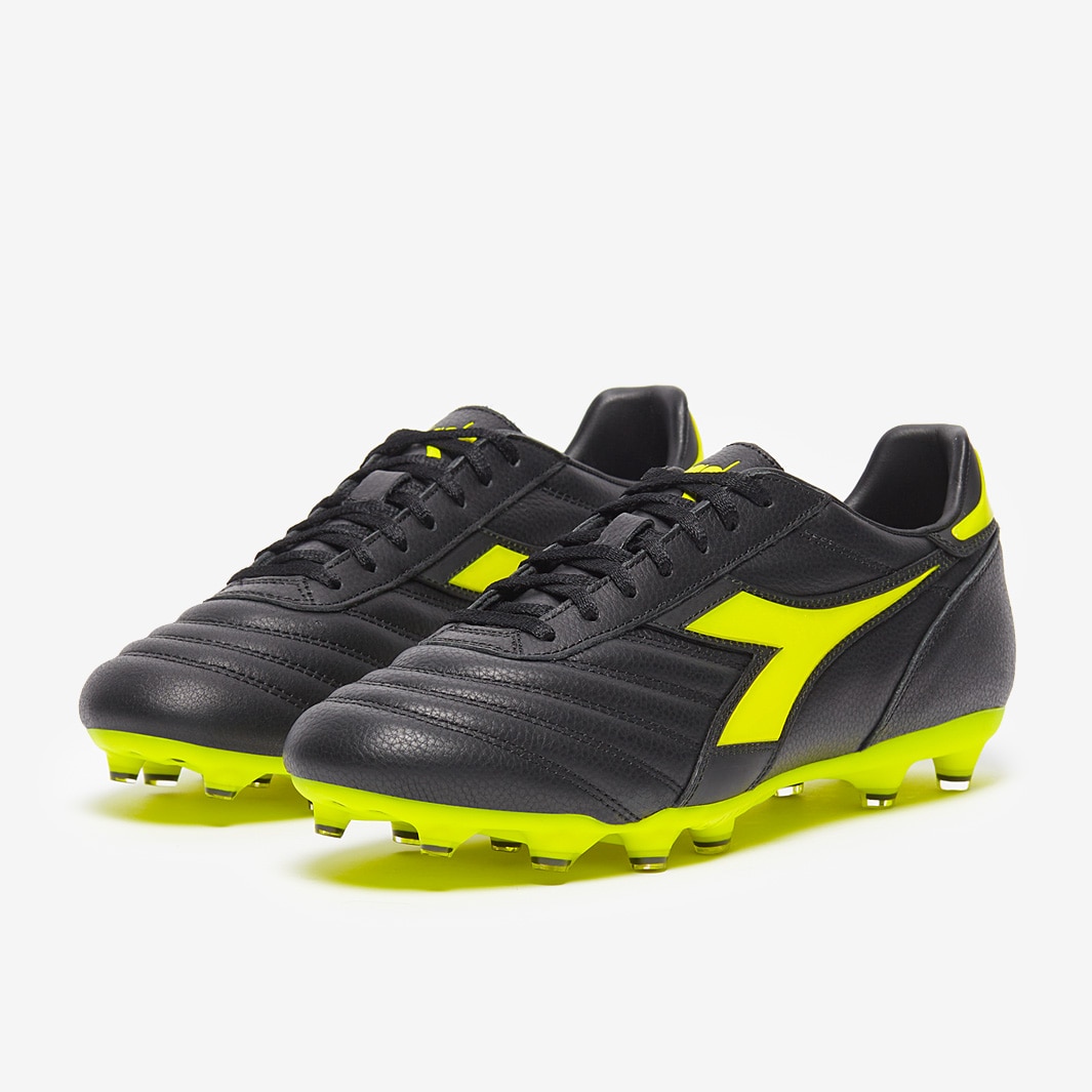 Diadora Brasil Pro FG - Black/Fluo Yellow - Adult Boots | Pro
