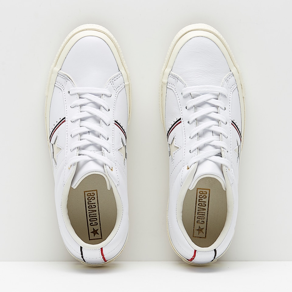 Converse one star white enamel red egret best sale