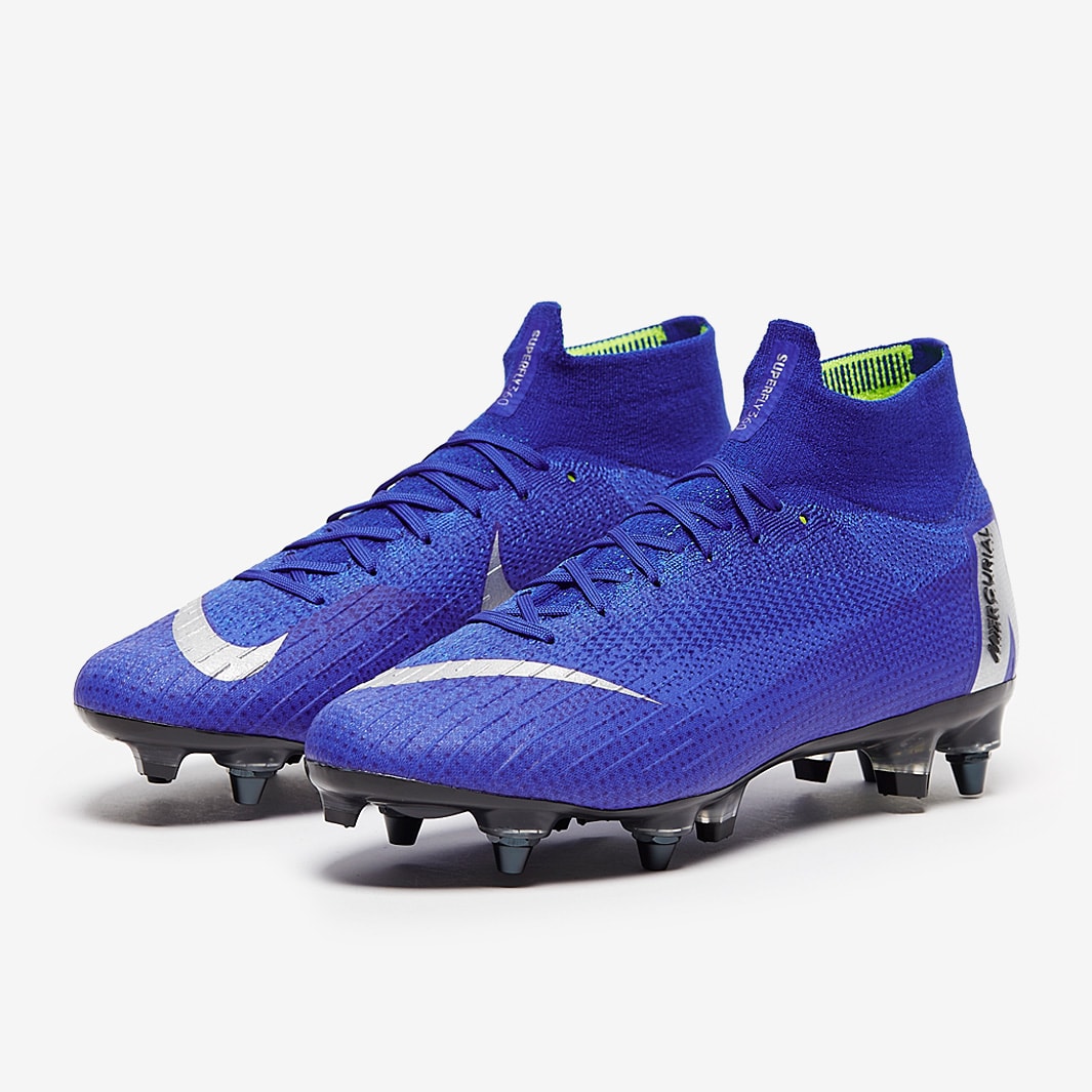 nuez jardín freno Botas de fútbol - Nike Mercurial Superfly VI Elite SG-PRO Anti Clog -  Azul/Plateado | Pro:Direct Soccer