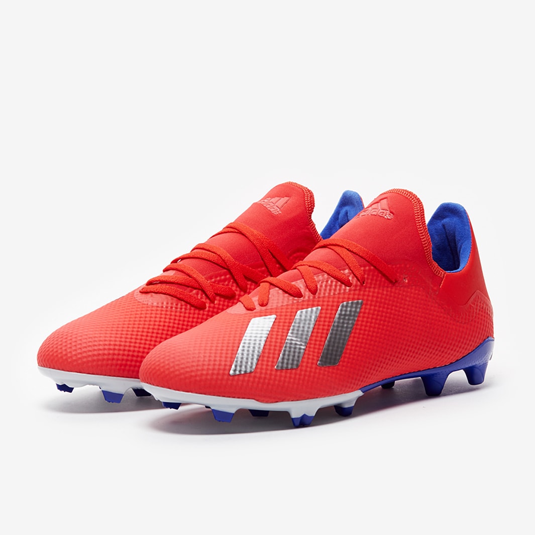 adidas X 18.3 FG Active Red Silver Metallic Bold Blue Firm Ground Mens Soccer Cleats