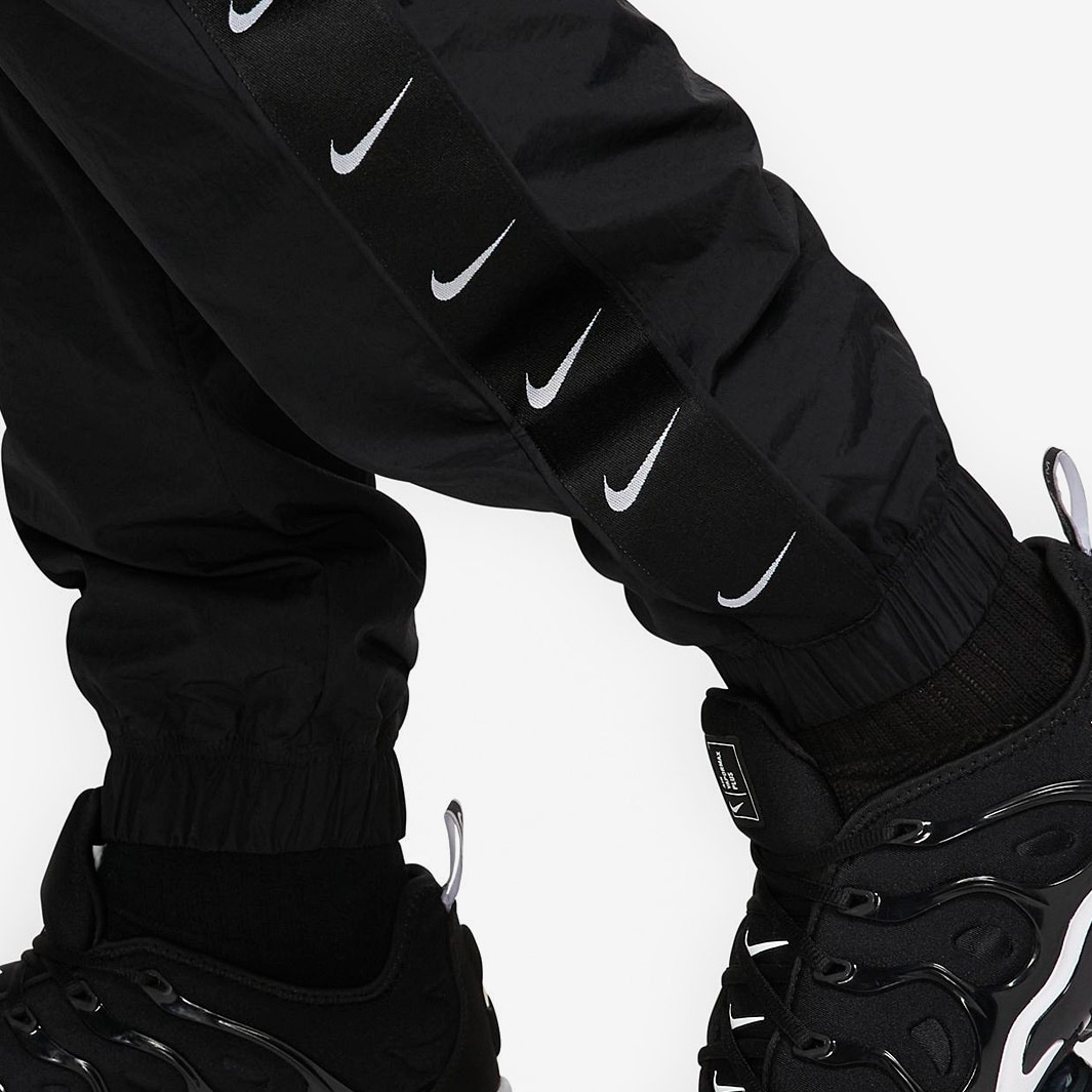 Nike Sportswear Swoosh Pant Woven Black White Mens Clothing