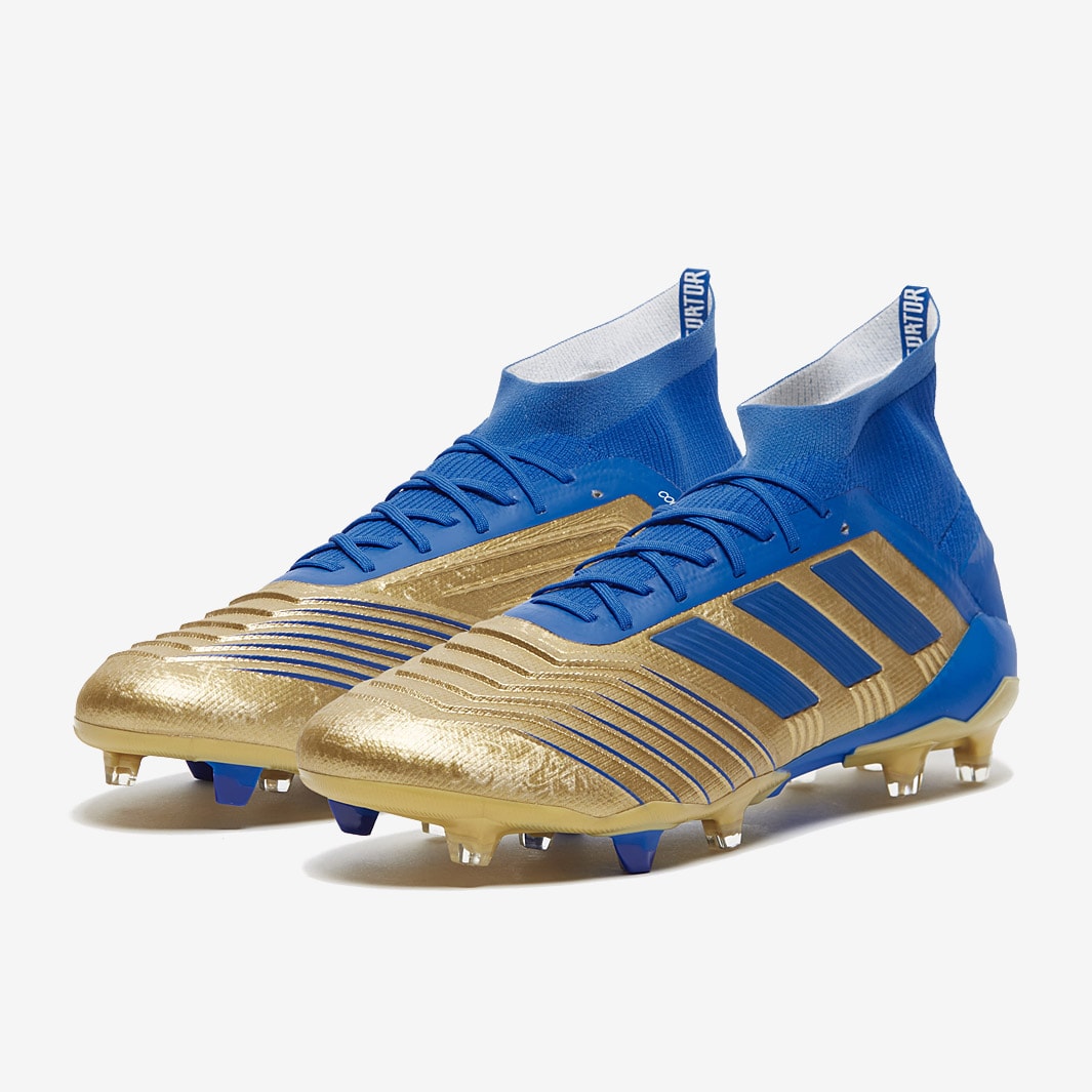 adidas Predator FG - Gold Metallic/Blue/White - Firm - Mens Soccer Cleats