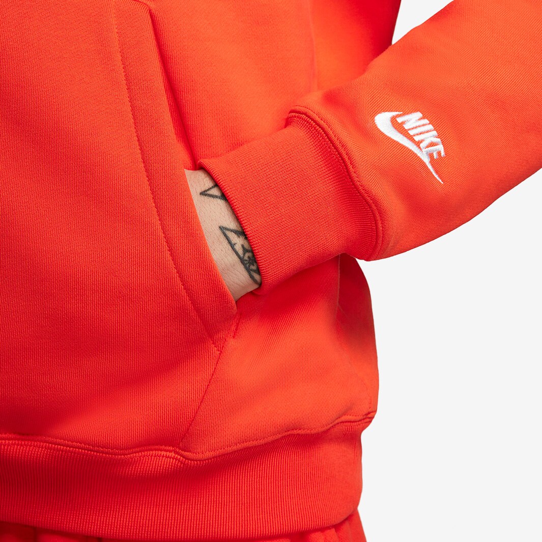 orange tech fleece hoodie