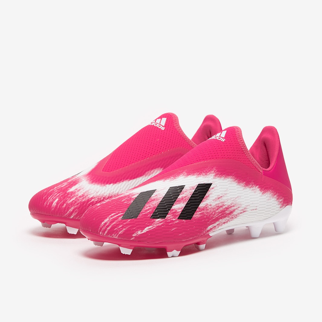 X 19.3 Laceless FG - Footwear White/Core Black/Shock Pink - Firm - Mens Boots | Pro:Direct Soccer