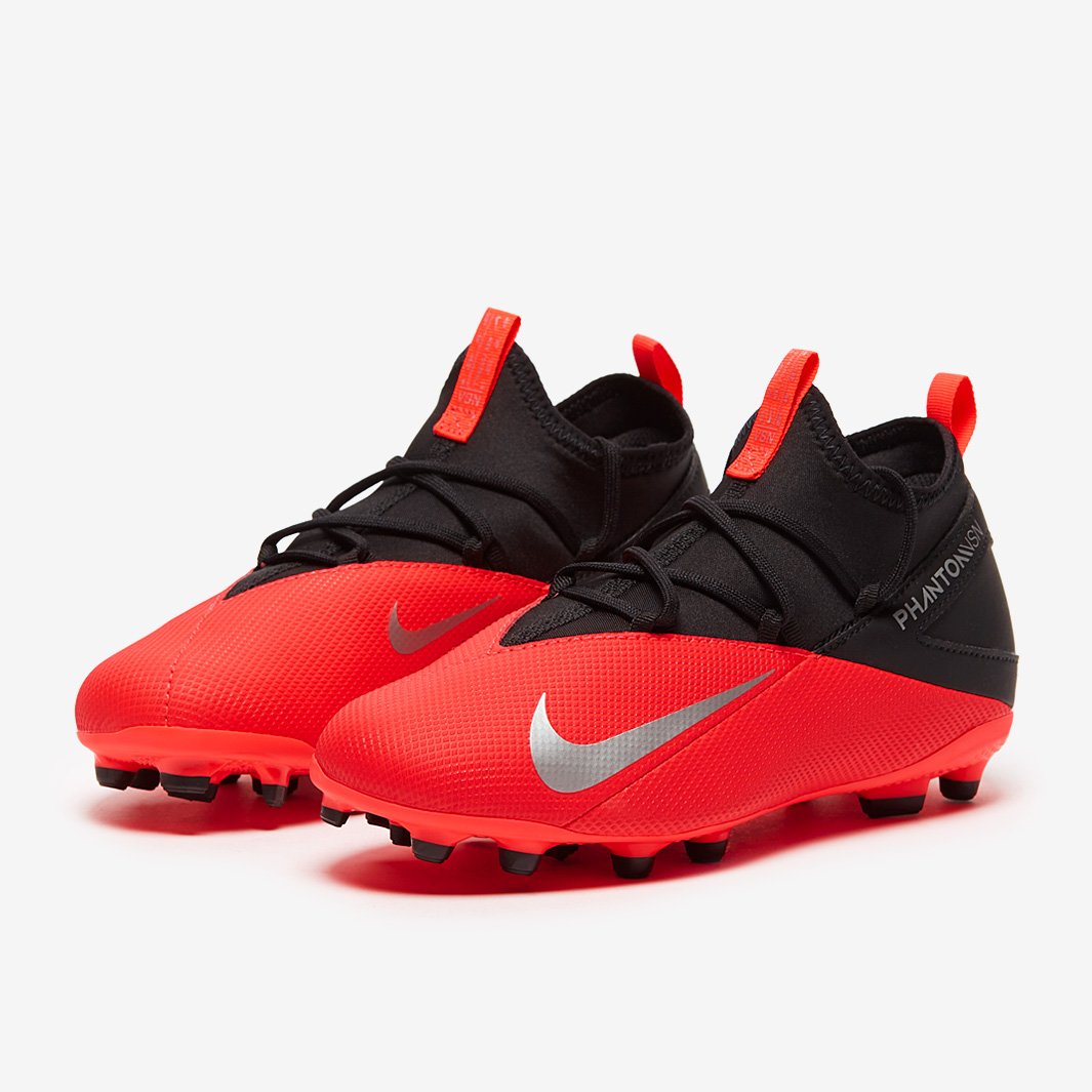 Nike Kids Phantom Vision II Club DF FG - Laser Crimson/Metallic  Silver/Black - Firm Ground - Junior Boots | Pro:Direct Soccer