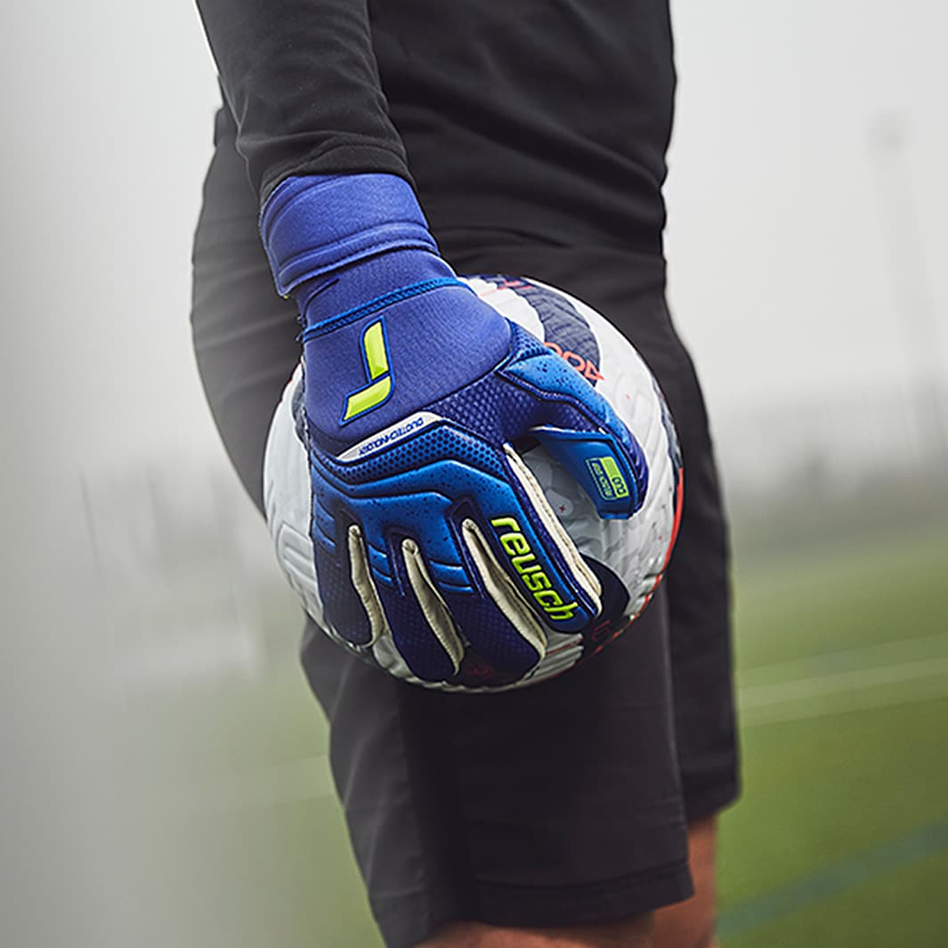 Reusch Attrakt Duo OrthoTec Deep Blue/Safety Yellow/Deep Blue Mens Goalkeeper Gloves Pro