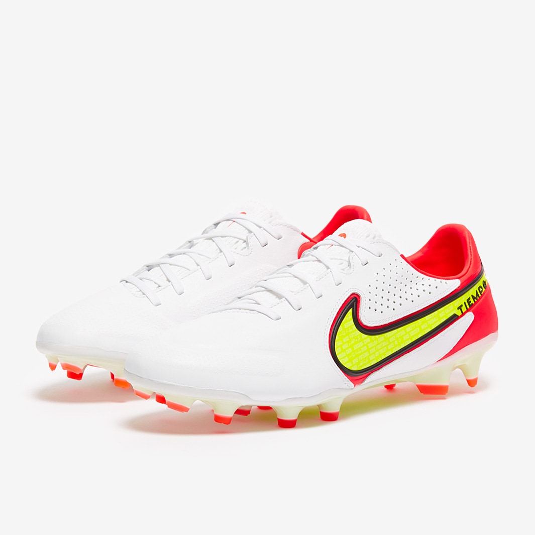 Nike Tiempo スパイク ホワイト/レッド/イエロー Nike Legend IX Pro FG - White/Volt/Bright Crimson - Mens Soccer