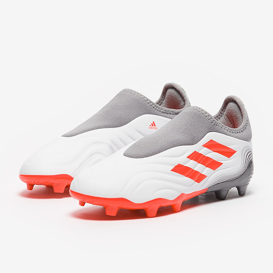 Adidas Junior Copa Sense Senza Lacci Fg Bianco Rosso Solare Ferro Metallizzato Campi