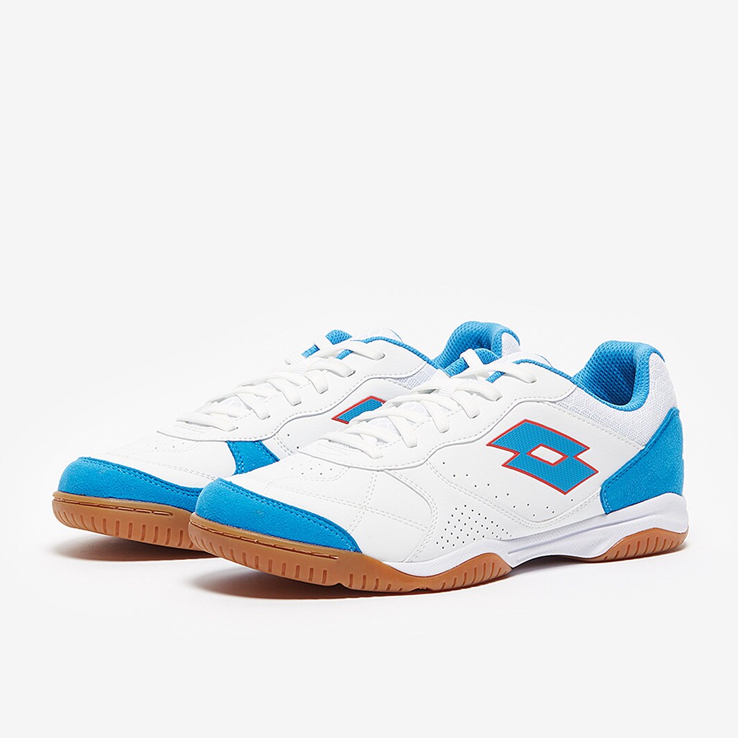 Lotto Tacto 300 VI Indoor All White/Diva Blue/Cliff Red Mens Boots