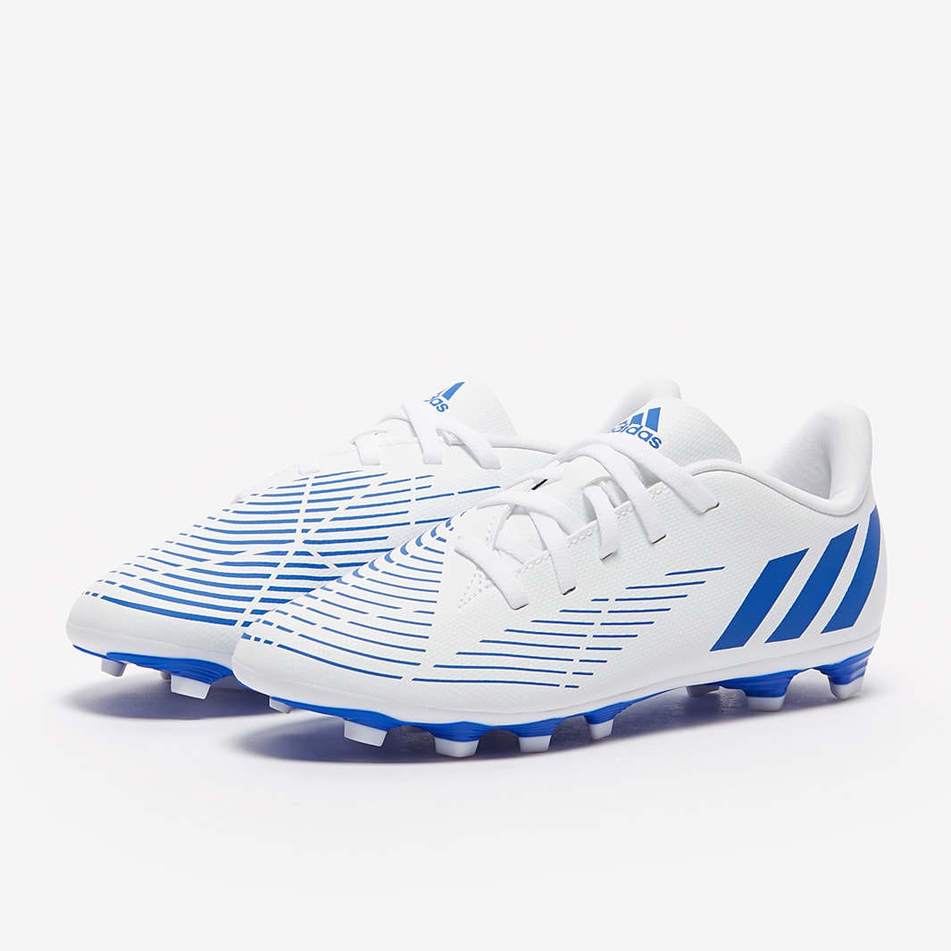 adidas Kids Predator Edge.4 FxG - White/Hi-Res Blue/White - Junior ...