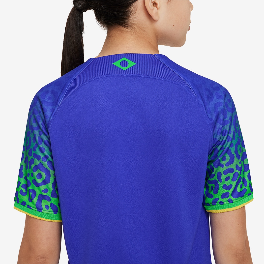 Nike Brazil Neymar Jr. Away Jersey 22/23 (Paramount Blue/Green Spark) Size M